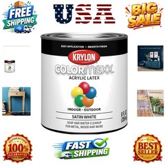 ColorMaxx Satin Interior/Exterior Acrylic Latex Paint, White, 1/2 Pt. – 1 Each