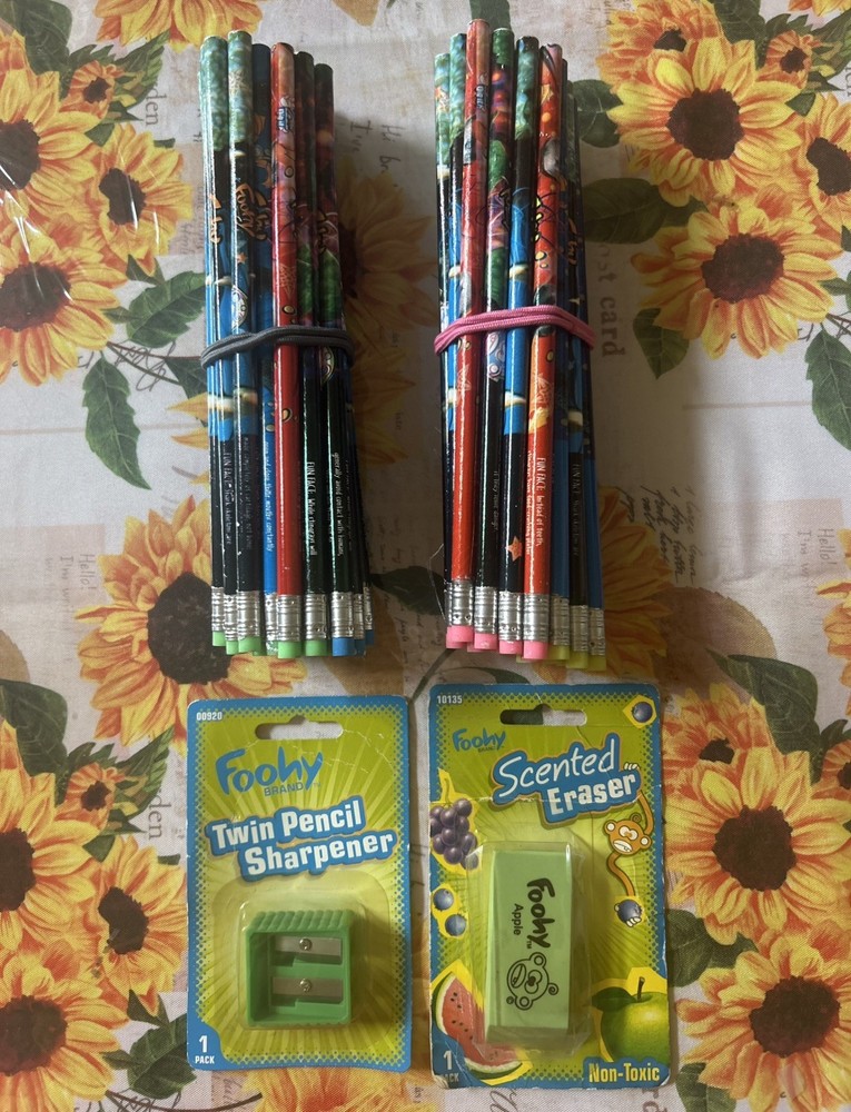 2005 Sanford Lot of 60 Foohy Brand Monkey Pencils, Eraser, & Pencil Sharpener