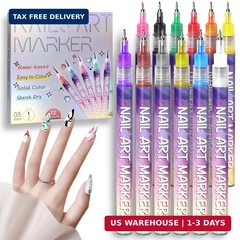 12 Colors Nail Art Pens Set, 3D Nail Polish Pens, Nail Art Markers for Gel Nails