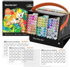 101 Colors Alcohol Markers, 100 Colors Dual Tip Art Marker Set Plus 1 Colorle…