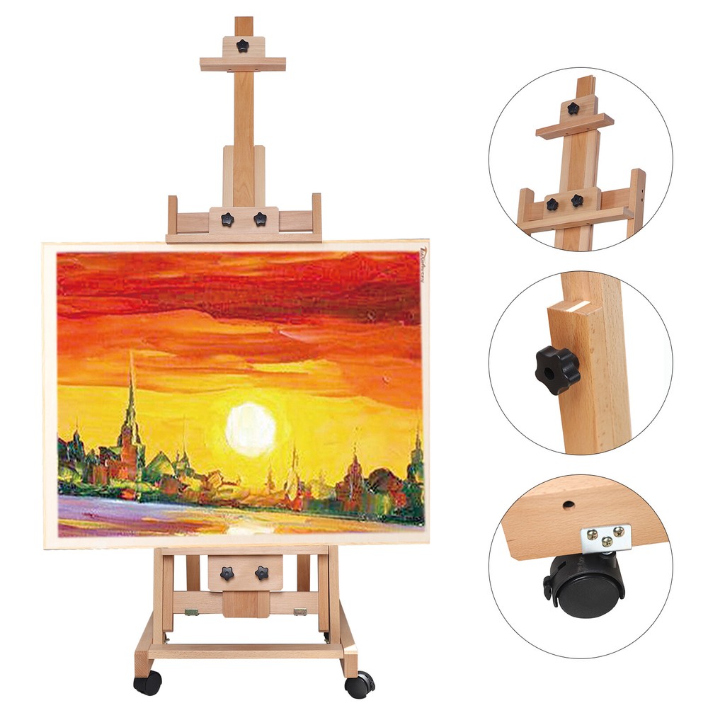 HeavyDuty Studio Artist Easel Large H-Frame Wood Painting Art Easel Standing !