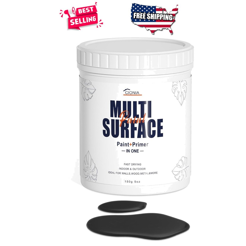Black Multi Surface Paint 5oz Matte Finish Acrylic Quick Dry Interior Exterior