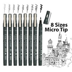 8 PCS Black Fineliner Pens 0.20.5mm Waterproof Archival Micro Drawing Set