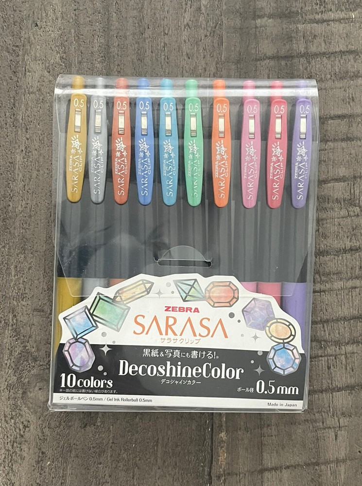 Zebra Gel Ball Pen SARASA Clip 0.5mm – Decoshine 10 Color Set # JJ15-10C-SH