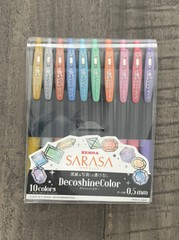 Zebra Gel Ball Pen SARASA Clip 0.5mm – Decoshine 10 Color Set # JJ15-10C-SH