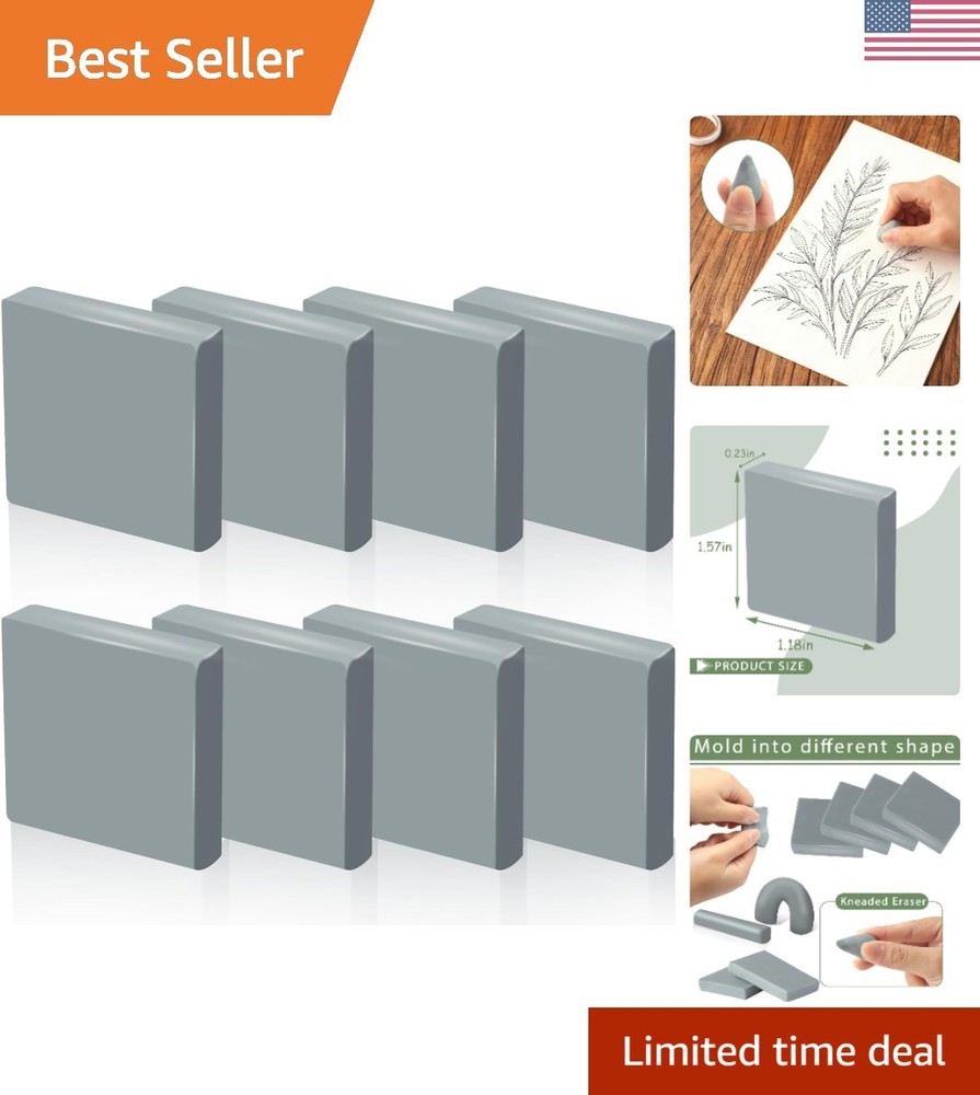 8 Pack Soft Rubber Kneadable Erasers for Drawing – Perfect for Charcoal & Pastel