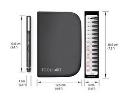 TOOLI-ART Micro-Line Pens With Case, 14/Set Black, Fineliner, Multiliner BLACK