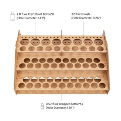 Amazon Basics Craft Paint and Brush Organizer 14.1 x 9.6 x 4.3, Light brown