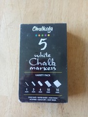 Chalkola Chalk Pens White 5 Pack + 50 Labels – Variety Pack