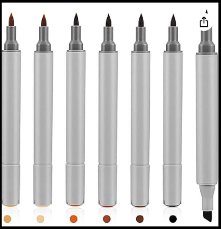 6 Pack Dual Tip Leather Dye Marker Pens Leather Touch up Pen Shoe Marker Leather