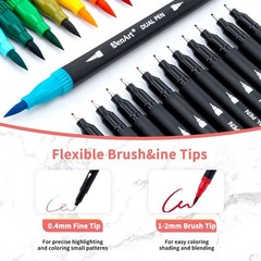 Dual Brush Markers 24 Colors Fine Point Pen Art Coloring Drawing Set