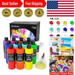 Rich Pigments 12-Color Acrylic Paint – 250ml Bottles for All Crafting Surfaces