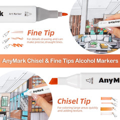 Alcohol Markers, 60 Colors Dual Tip Art Coloring Markers Set for Kids