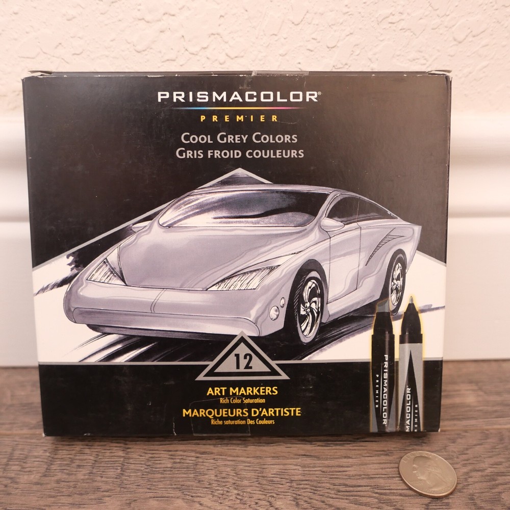 Prismacolor Premiere Cool Grey Colors 12 Art Markers Rich Color Saturation !!!