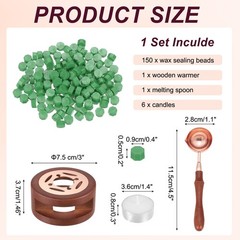 Wax Seal Kit, 150 Wax Beads, Candles, Leaf Green