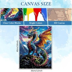 Colourful Dragons Paint by Numbers Kits for Adults Beginner with Wooden Framed,