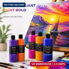 Nicpro 14 Colors Large Bulk Acrylic Paint Set (16.9 oz,500 ml) Rich Art Painting