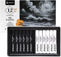 12Pcs Oil Pastels 6 White 6 Black Soft Art Painting Blending Oil Crayons 10x70mm