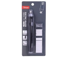 Electric Battery-Operated Pencil Eraser With 22 Eraser Refills (Black)