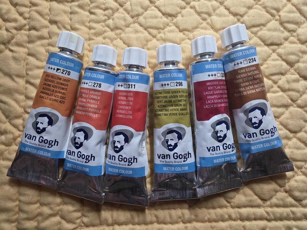 Van Gogh Watercolor Paint Tubes Set, 6 tubes × 10 ml