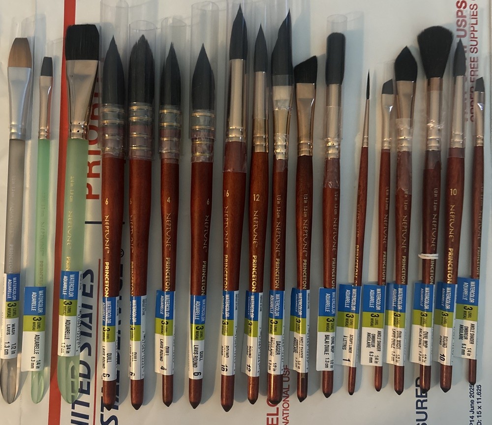 Lot 18 Princeton Neptune Synthetic Squirrel Hair Watercolor Brushes C73