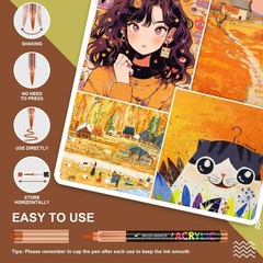 36 Brown Tones Colors Acrylic Paint Markers, Soft Brush Tip Paint Pens Paint …