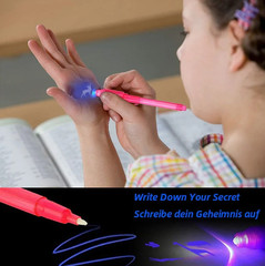4pcs UV Invisible Ink Pen Luminous Light Magic Purple 2 in 1 Set