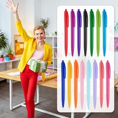 50 Pcs BallPoint Pens, Retractable Black Ink Bulk Pens, Candy Blue Casing