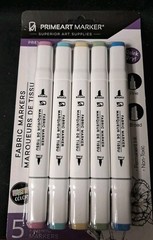 5 Pastel Fabric Markers Permanent Pens Paint Dual Tips Clothing Textiles Shoes