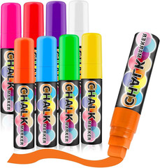 Window Chalk Markers for Cars Glass Washable, 8 Colors Jumbo Liquid Chalk Marker