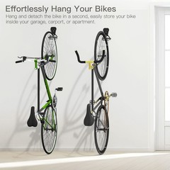 Housolution Bike Wall Mount with Fixed Hook, [2 Pack] Heavy Duty 2 Pcs, Black