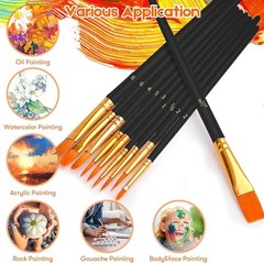 Create With Confidence: 10-Pack Round Pointed Tip Paintbrush Set for All Arts