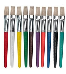 Creative Arts Paint Brushes, Short Stubby Plastic 10-Pack Assorted Flat Tip