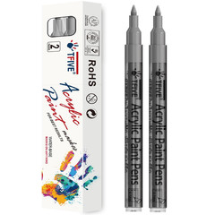 Silver Paint Marker Pens – 2 Pack Acrylic Permanent Marker, 0.7mm Extra Fine Tip