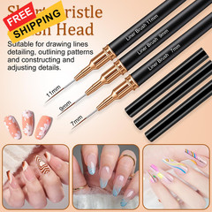 7PCS Metallic Nail Art Brushes Set, 7/9/11/15/25mm Liner Brush For Black