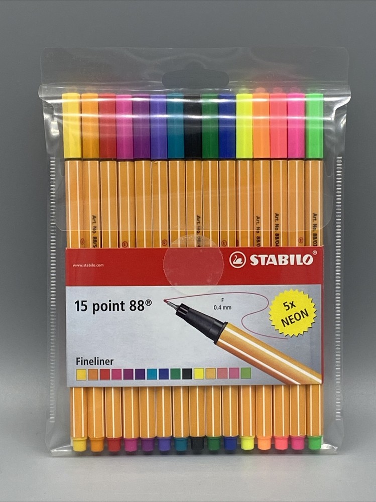 Fineliner point 88 – Wallet of 15 – Assorted colors incl 5 Neon colors