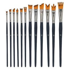 12pc Special Effects Artist Paint Brush Set, Ribbon, Watercolor, Acrylic, Oil