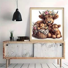 Highland Cow Flower Paint By Numbers DIY Wall Art Decoration Gift Kit