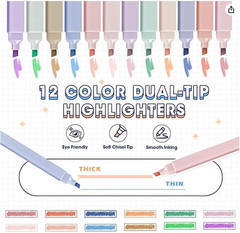 110 PCS Aesthetic School Supplies with Pen Case,12 Pastel Highlighters,5 Black I