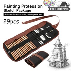 29Pcs Professional Drawing Artist Kit Set Pencils and Sketch Charcoal Art Tools