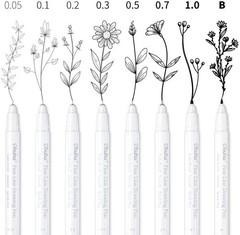 Ohuhu Fineliner Pens Micro Drawing Pens: 8-size 1 Count (Pack of 8), Black