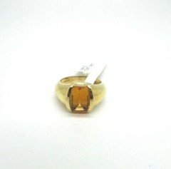 14K Ladies Pretty Yellow Gold Emerald Shape Citrine Ring 6.4 Grams