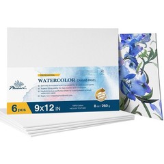 PHOENIX Watercolor Canvas Boards for Painting – 9×12 Inch/6 Pack, 100% Cotton…