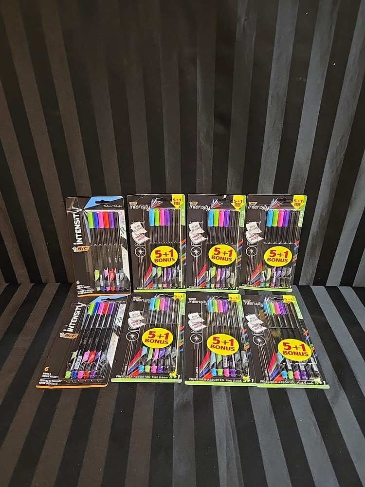 8pc Mixed Lot Bic Intensity Fine Liner Marker Pens 6ct Each