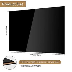 2 Pack Black Acrylic Sheet 8 x 12 Inch 1/8 Thick Plexiglass DIY Craft Material