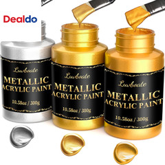 Acrylic Metallic Paint, 3 Colors 24K Gold & Bright Gold & Silver 31.75Oz(900G),