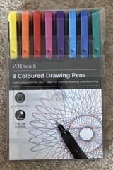 WHSmith Drawing Pens Assorted Pigment Ink With 0.5mm Fine Tip Pack Of 8
