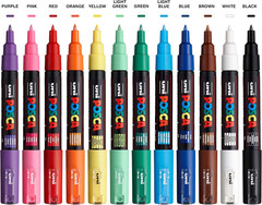 -Posca Paint Marker Pen – Extra Fine Point – Set of 12 (PC-1M12C)