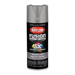 Krylon K02726007 Gloss Vintage Gray Fusion All-in-1 Spray Paint 12oz.(Pack of 6)