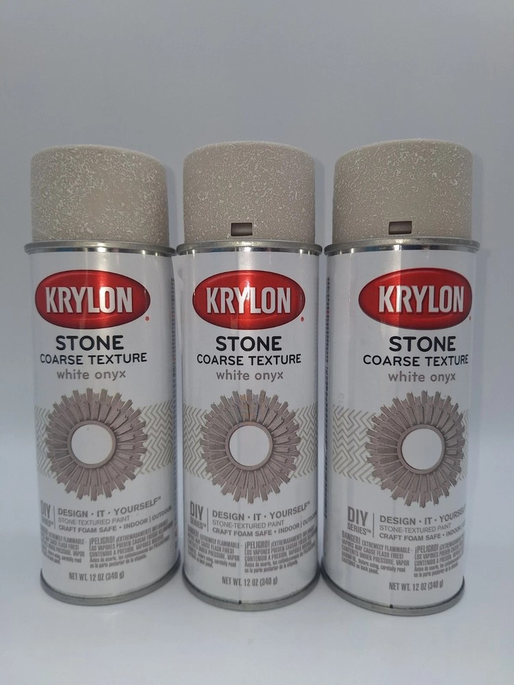 Krylon Stone Coarse Texture Finish Spray Paint White Onyx 18213 (3) 12 Oz Cans